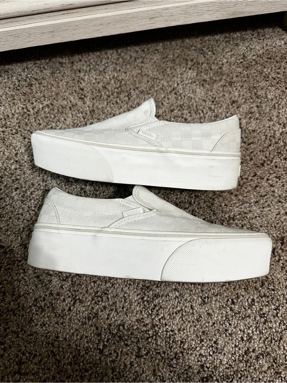 Vans Slip-On Platform Sneakers in Checkered Off-White w9/M7.5
